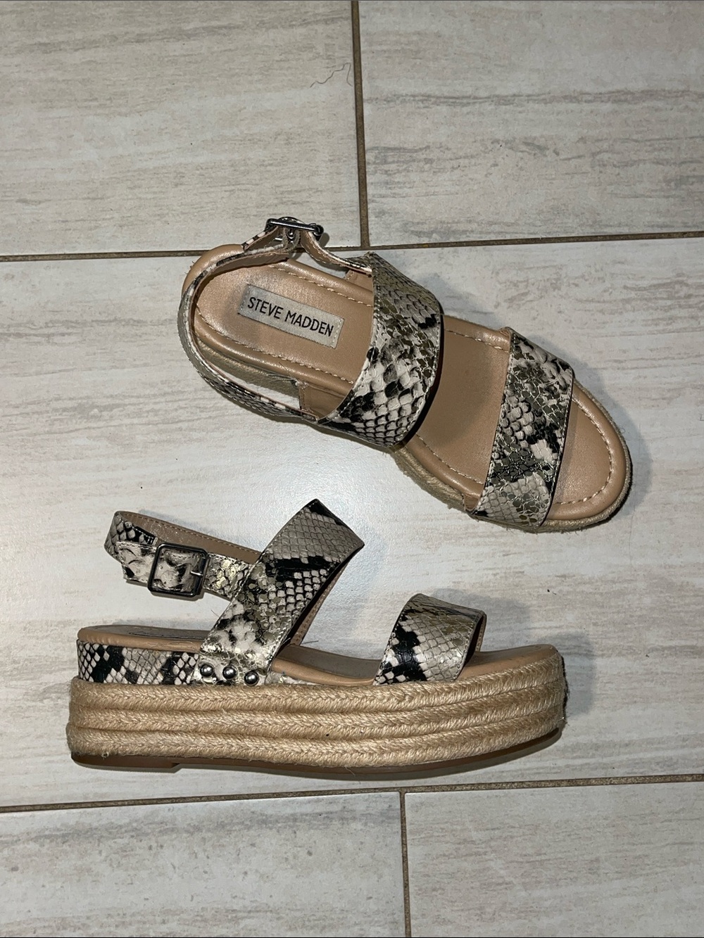 Steve Madden Snake-Print Espadrille Platform Sandals